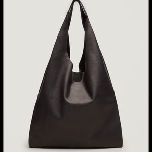 cos triangle leather tote bag